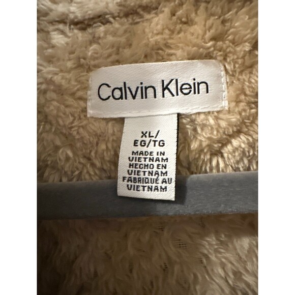 Calvin Klein Beige Sherpa Fleece Zip Jacket – Textured Cozy XL - Picture 2 of 6